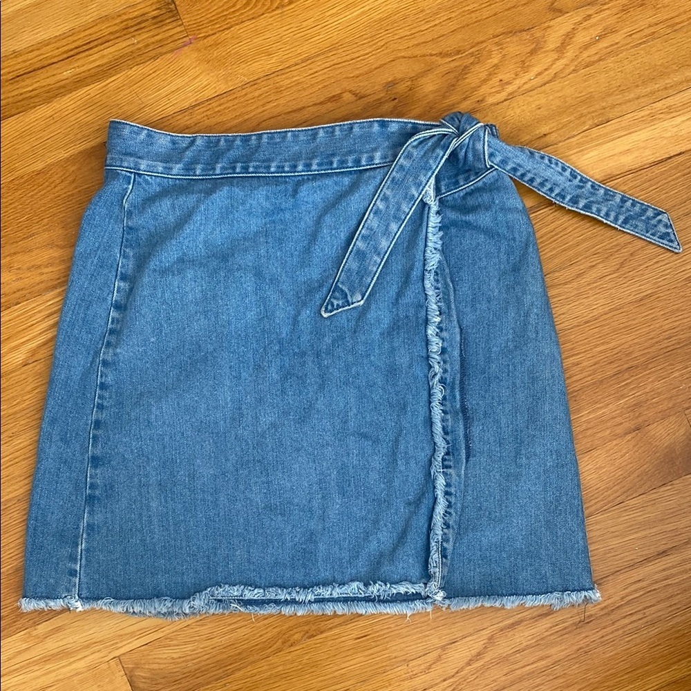 LOFT Blue Wrap Mini Skirt Casual